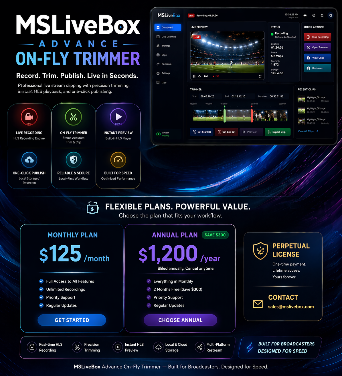 MSLiveBox pricing and feature poster